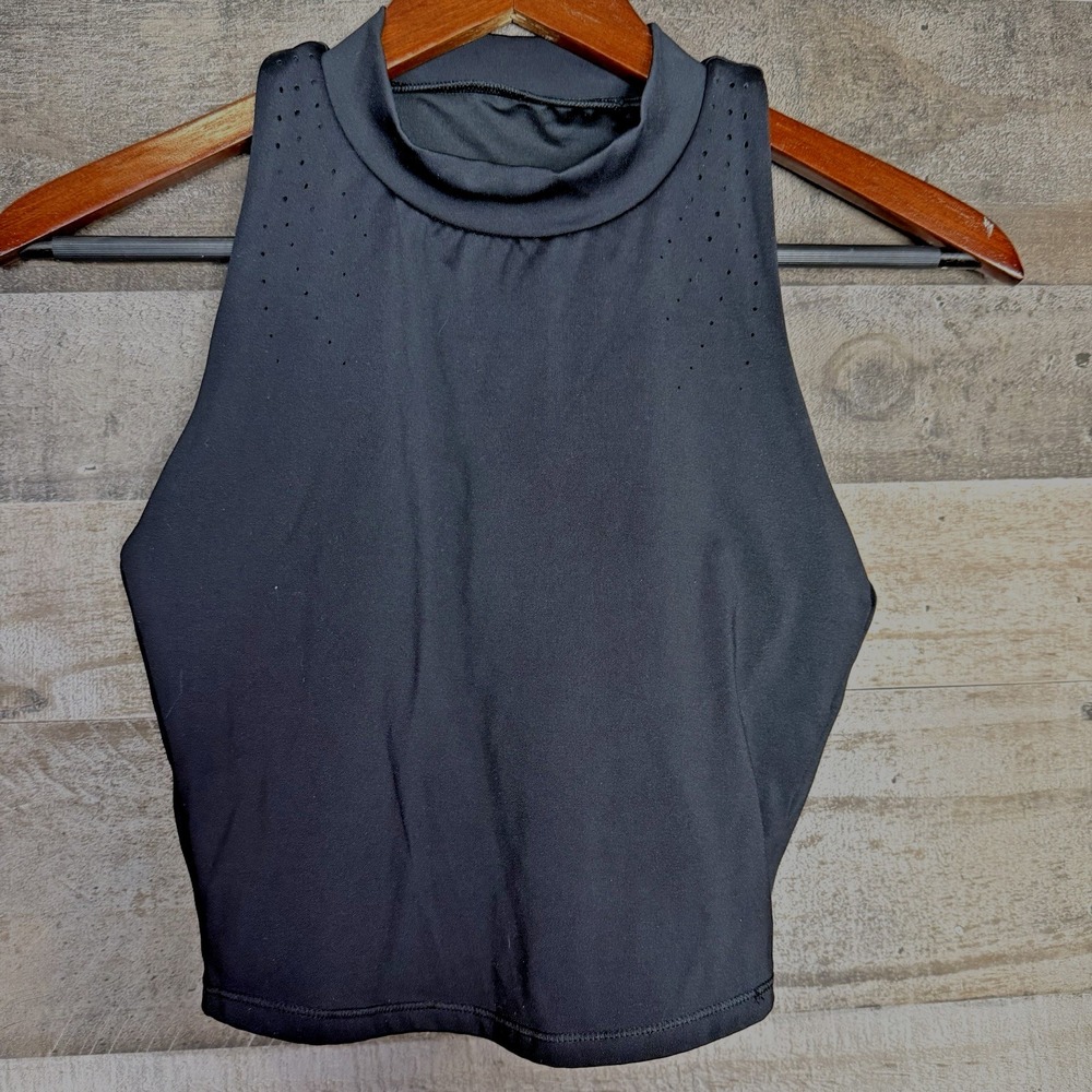 All In Motion Womens Light Support High-Neck Crop Sports Bra‎ Top Black XS